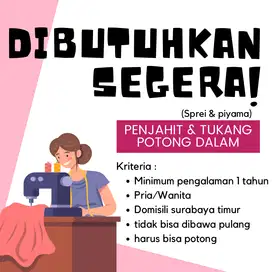 PENJAHIT & TUKANG POTONG SPREI & PIYAMA