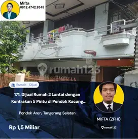171. Dijual Rumah 2 Lantai dengan Kontrakan 5 Pintu di Pondok Kacang