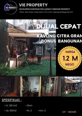Jual Cepat Kavling Dalam Cluster Favorite CitraGran Cibubur.