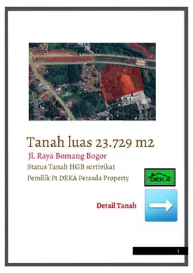 DIJUAL CEPAT Tanah pinggir jalan Raya Bomang / Bojong Gede - Kemang