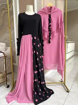 Set Gamis Syari kombinasi tulip