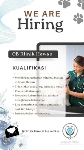 Lowongan OB Kebersihan Klinik Hewan