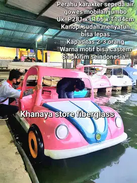 Sepeda air mobilan jumbo pink,perahu wisata karater mobilan,sepeda air