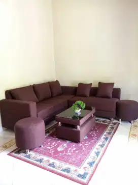 Sofa L natasha + 2 puff bulat