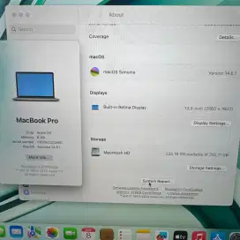 Macbook Pro M1 2020 Ram 8 Ssd 256
Layar 13 inch Space grey Ibox