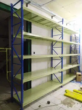 Rak Gudang Panjang 2 meter tinggi 2-3 meter Lebar 80cm Kap500kg/Level