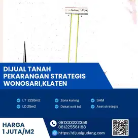 Jual Cepat! Tanah Pekarangan Zona Kuning 2226m² di Wonosari Klaten