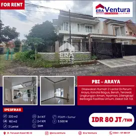 Disewakan Rumah 2 Lantai Di Perum Araya, Kondisi Bagus