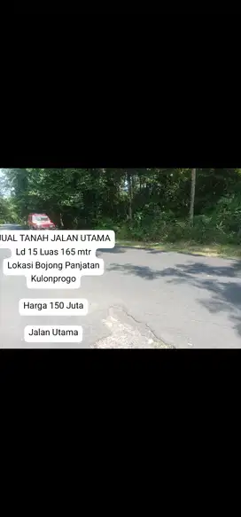 JUAL TANAH DI JALAN UTAMA BOJONG PANJATAN KULONPROGO