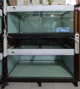 Aquarium Akuarium Tank 2 Susun Ikan Arwana Rak 120x60x50 cm Full Set