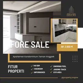 Jual Apartemen Kondominium Taman Anggrek 3BR unfurnish mewah strategis
