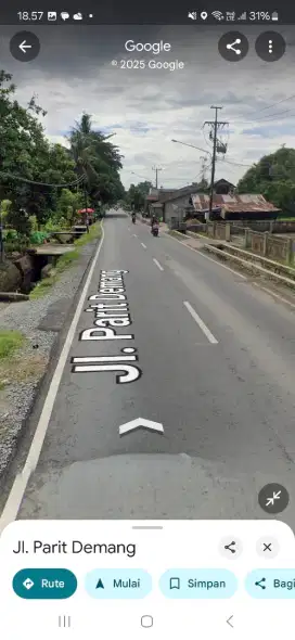 Tanah tepi jalan parit demang purnama ukuran 39 x 29