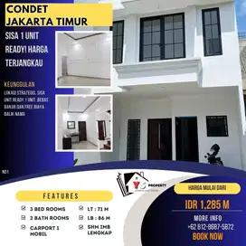 CONDET JAKTIM CLUSTER BARU INDENT BANGUNAN 2 LT HARGA 1,2 M-AN N01