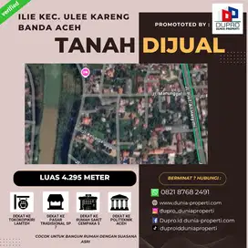Dijual Tanah Strategis di Ilie Ulee Kareng Banda Aceh Dekat Kampus