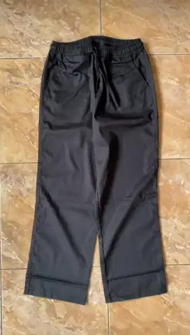 Celana Panjang Relax Loose Pants Hitam Pinggang Karet Unisex XL
