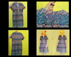 Dress batik kencana ungu free ongkir