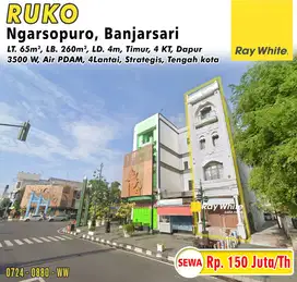 Disewakan Ruko 4 Lantai Kawasan Pedestarian Lokasi Tengah Kota Solo