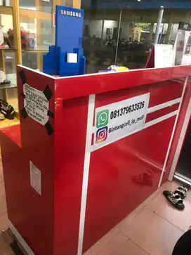 meja kasir warno merah