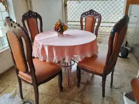 Kursi makan kayu jati + meja kaca
