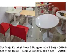 1 Set Meja kotak 1(1 meja 2 Bangku, ada 3 set)