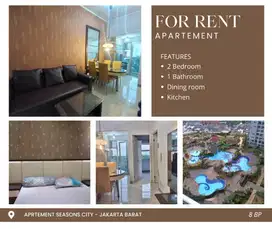 2 Bedroom Furnish Lantai 8 (Lantai rendah) Apartemen season city