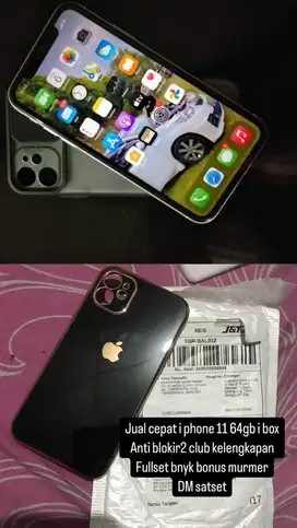 Juall cepat i phone 11 64gb ex i box fullset