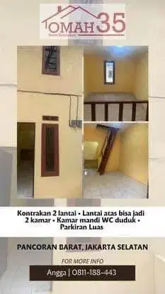 Dikontrakkan Rumah 2 Lantai Pancoran Barat JakSel