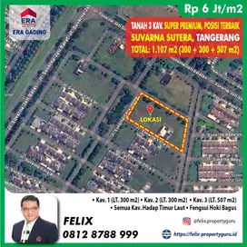 Dijual Kavling Premium Fengshui Hoki Bagus di Suvarna Sutra Citra 1