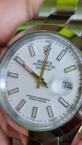Jam Tangan Automatic Osyter Perpetual Date White Dial