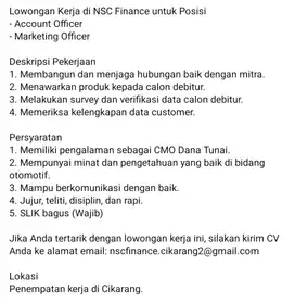 Lowongan Kerja CMO Dana Tunai Mobil