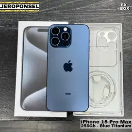 IPHONE 15 PRO MAX 256GB BLUE TITANIUM IBOX BATT 96% CC RENDAH GARANSI