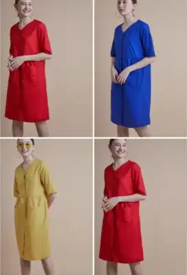 Pakaian Wanita Baju Wanita Tunik Dress Lengan Pendek Annete Dress