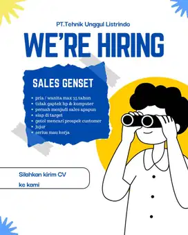 Lowongan Kerja Sales Marketing Genset Loker