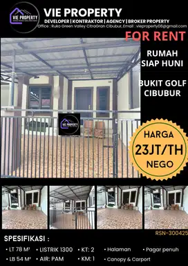 DISEWAKAN MURAH, RUMAH SUDAH RENOV SIAP HUNI DI BUKIT GOLF CIBUBUR