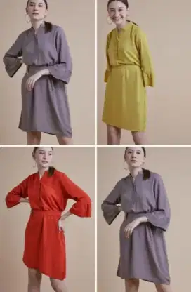 Pakaian Wanita Baju Wanita Dress Tunik Lengan Panjang Anthea Dress