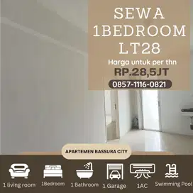1BR sewa unfurnished atas mall apartemen bassura city