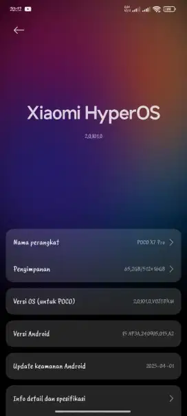 Poco x7 pro ram 12/512gb