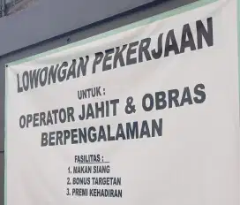 lowongan penjahit dan obras