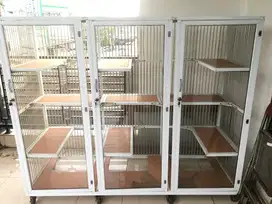 Dijual kandang kucing Alumunium ukuran jumbo model 3 pintu