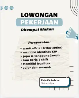 Langsung kerja wanita/pria ditempat makan
