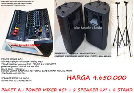 speaker 12in + power mixer 2 stand