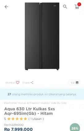 KULKAS AQUA SBS 500 LITER