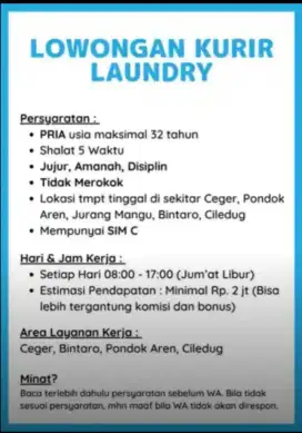 LOWONGAN KURIR LAUNDRY