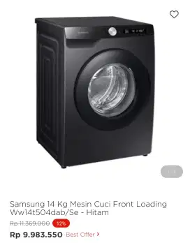SAMSUNG MESIN CUCI FRONT LAODING 14KG WW14T504DAB/SE