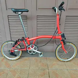 BEKAS - Sepeda BROMPTONN M6E Rocket Red 2018 6speed BWR mulluuussssss