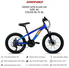 Genio mtb 20in sepeda anak murah