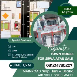 DIJUAL/ DISEWAKAN RUKO CIGANITRI TOWN HOUSE