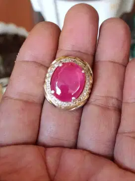 Merah Ruby Ring perak tebal