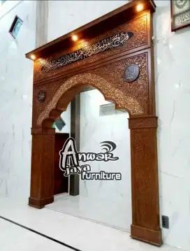 Mihrab masjid tempat pengimaman full kayu jati