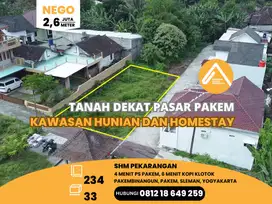 Tanah Pekarangan Dekat Pasar Pakem Kawasan Hunian dan Homestay